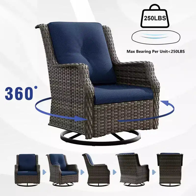 Conjunto para exteriores UPTIOT de 6 piezas con sillas giratorias, sillones, mesa auxiliar y brasero