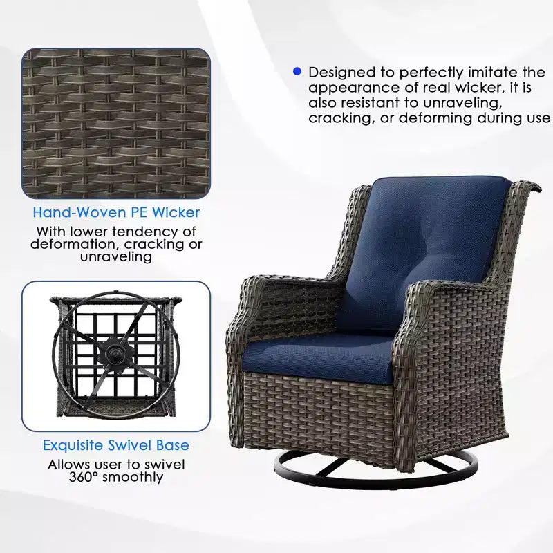 Conjunto para exteriores UPTIOT de 6 piezas con sillas giratorias, sillones, mesa auxiliar y brasero