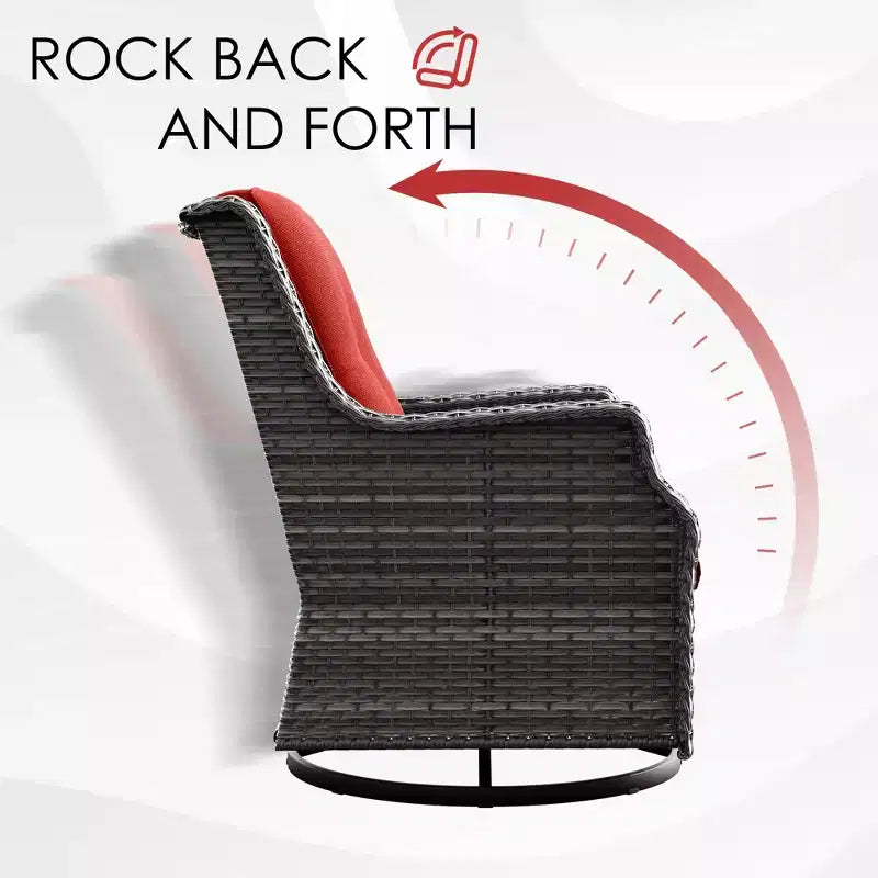 Conjunto para exteriores UPTIOT de 6 piezas con sillas giratorias, sillones, mesa auxiliar y brasero