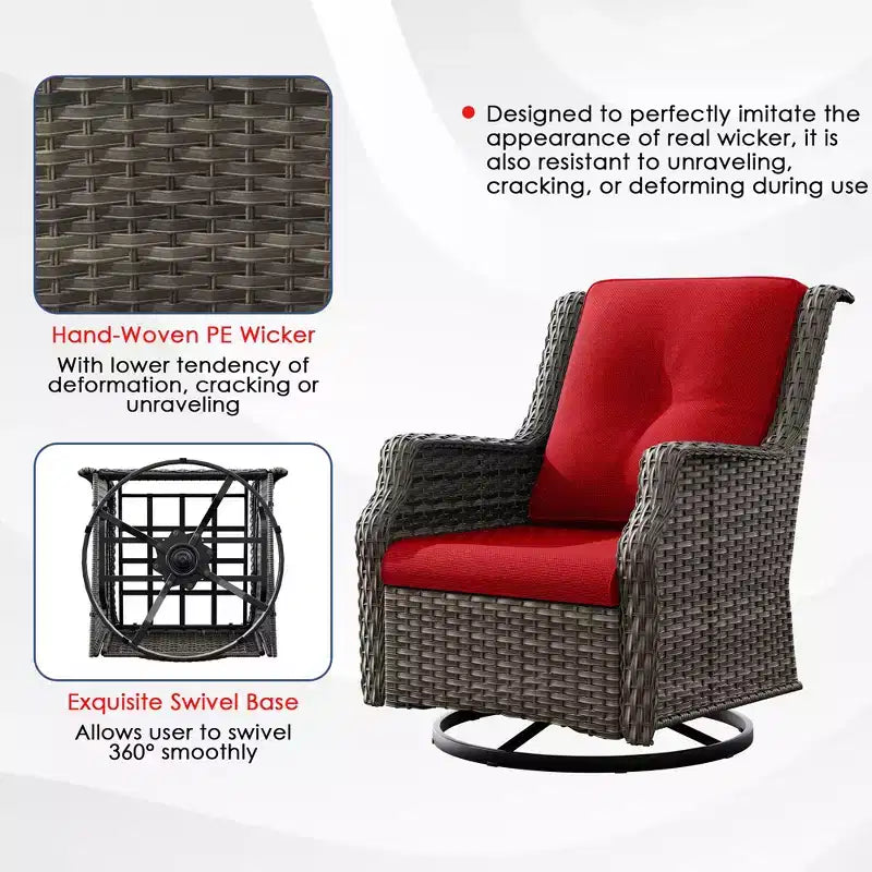 Conjunto para exteriores UPTIOT de 6 piezas con sillas giratorias, sillones, mesa auxiliar y brasero