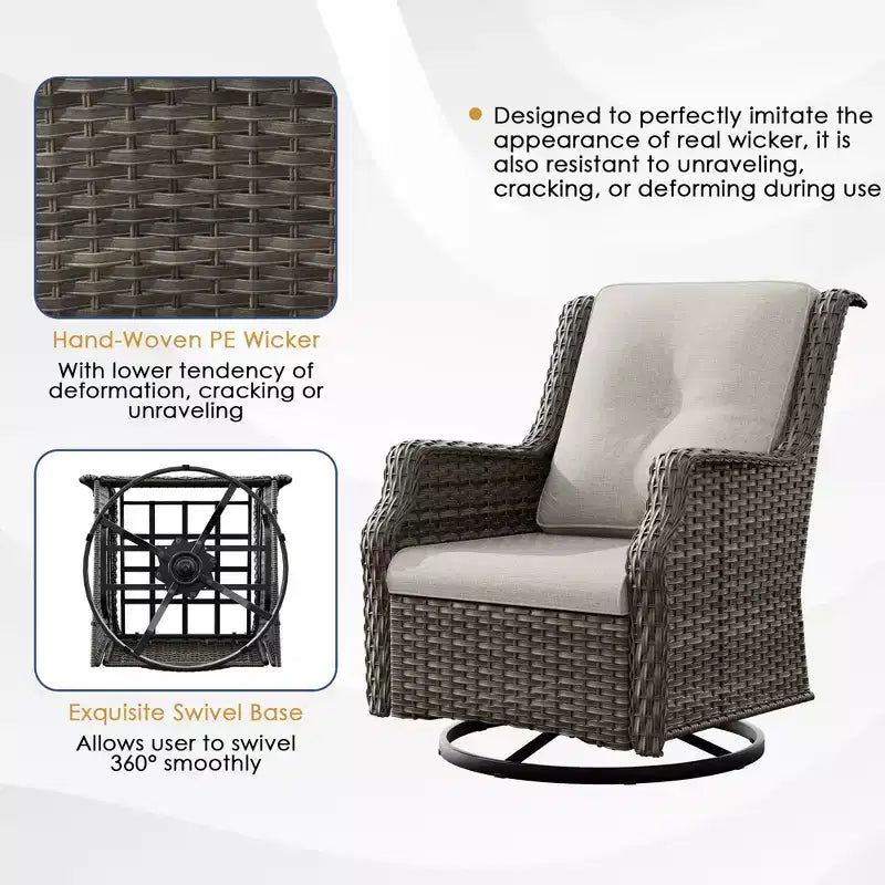 Conjunto para exteriores UPTIOT de 6 piezas con sillas giratorias, sillones, mesa auxiliar y brasero