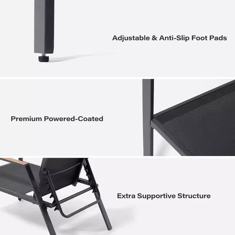 Ensemble de salon d’extérieur LAUSAINT HOME 5 pièces avec fauteuils inclinables réglables, résistant à toutes les intempéries