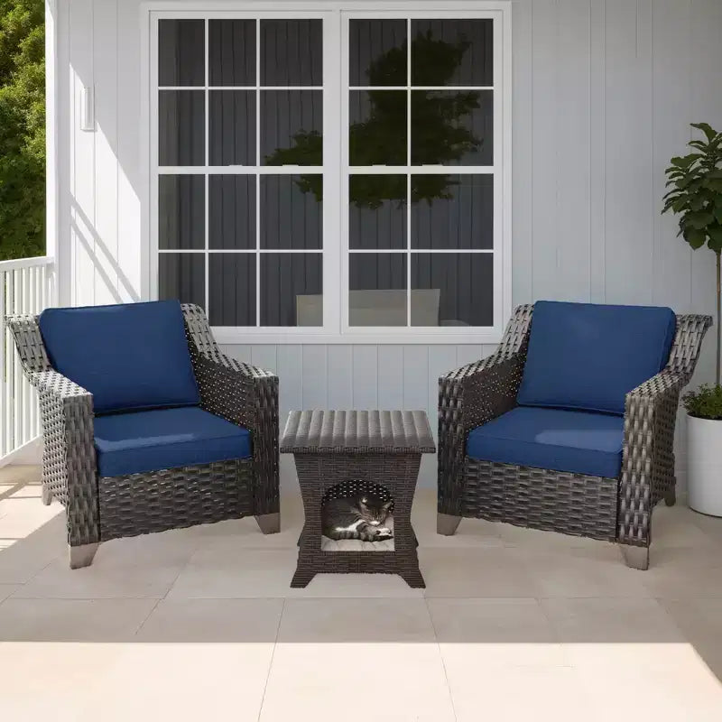 UPTIOT conjunto premium de sillas de ratán para patio con mesa de centro, para espacios exteriores aptos para mascotas
