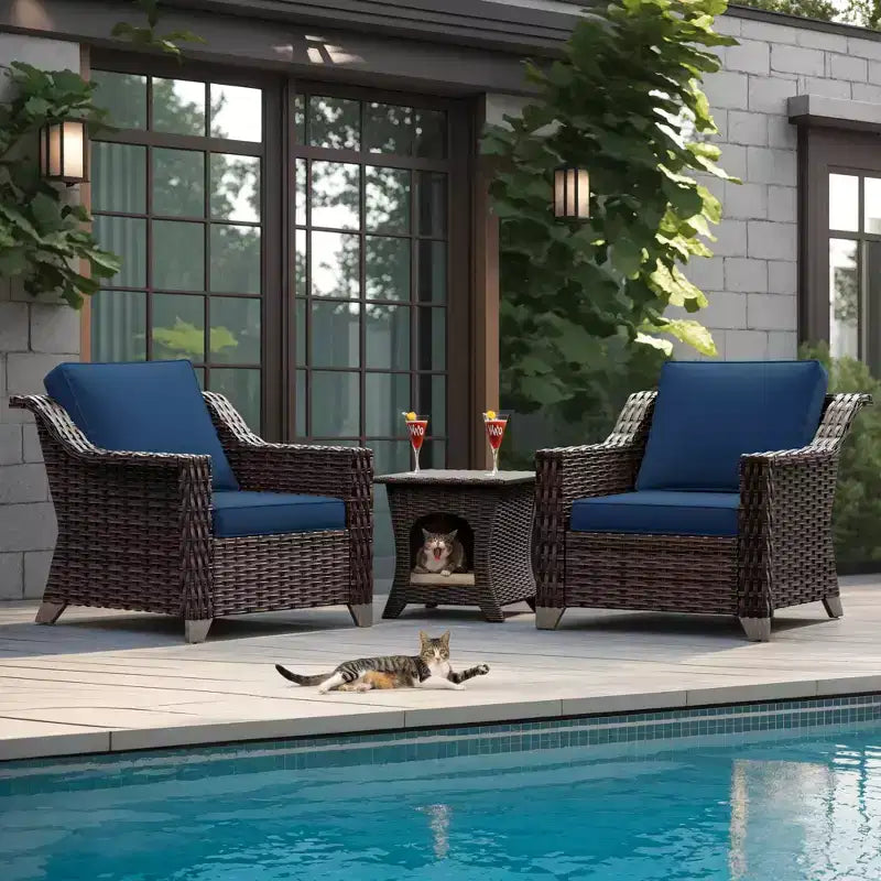 UPTIOT conjunto premium de sillas de ratán para patio con mesa de centro, para espacios exteriores aptos para mascotas