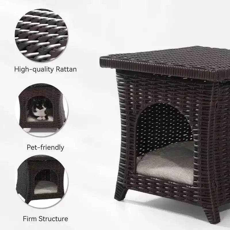 UPTIOT conjunto premium de sillas de ratán para patio con mesa de centro, para espacios exteriores aptos para mascotas