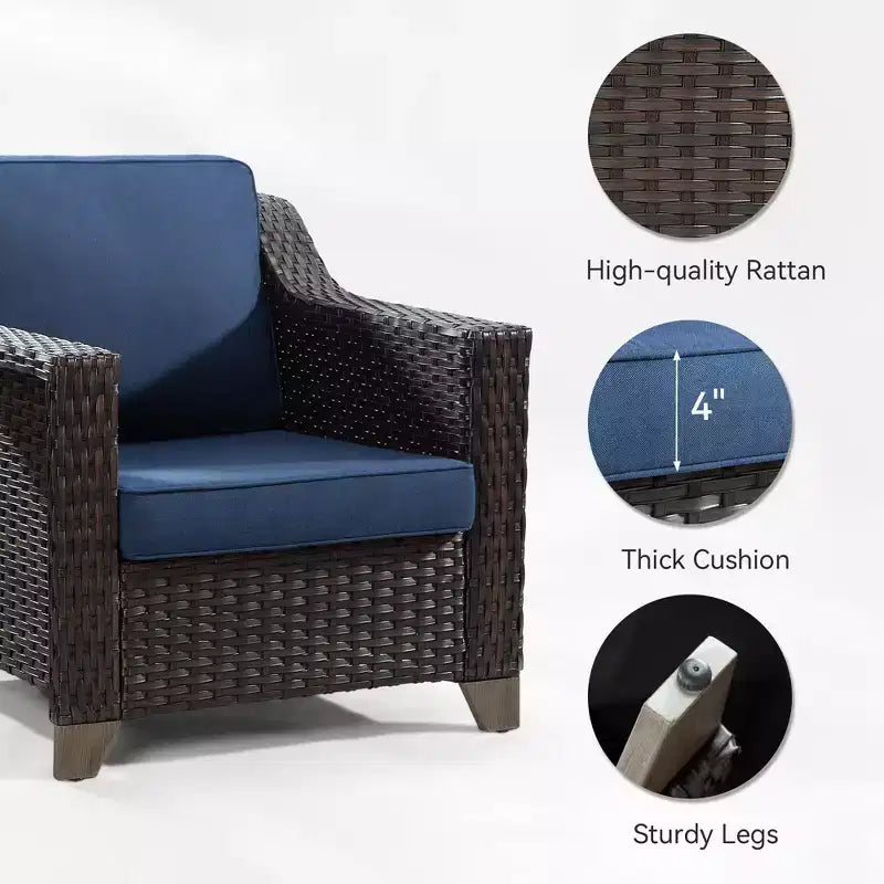 UPTIOT conjunto premium de sillas de ratán para patio con mesa de centro, para espacios exteriores aptos para mascotas