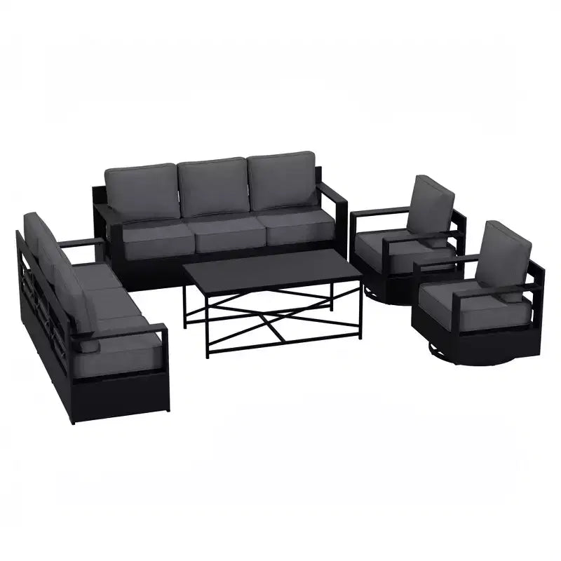 Conjunto de sofá para patio exterior UPTIOT con mecedoras y mesa de centro para relajarse durante todo el año