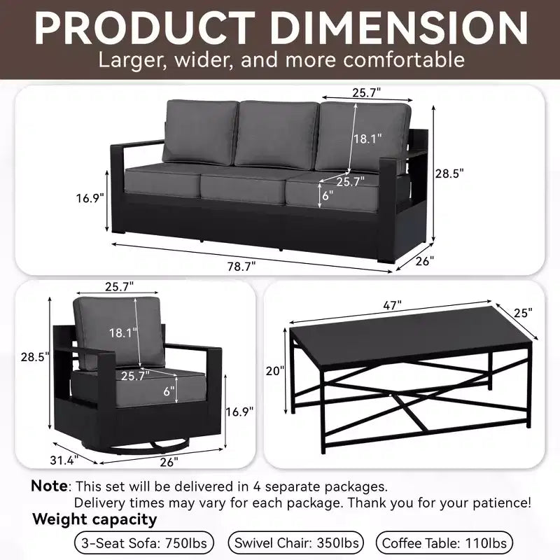 Conjunto de sofá para patio exterior UPTIOT con mecedoras y mesa de centro para relajarse durante todo el año