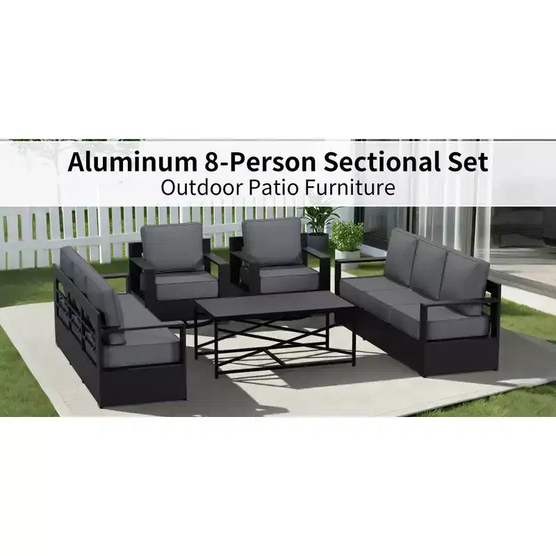 Conjunto de sofá para patio exterior UPTIOT con mecedoras y mesa de centro para relajarse durante todo el año