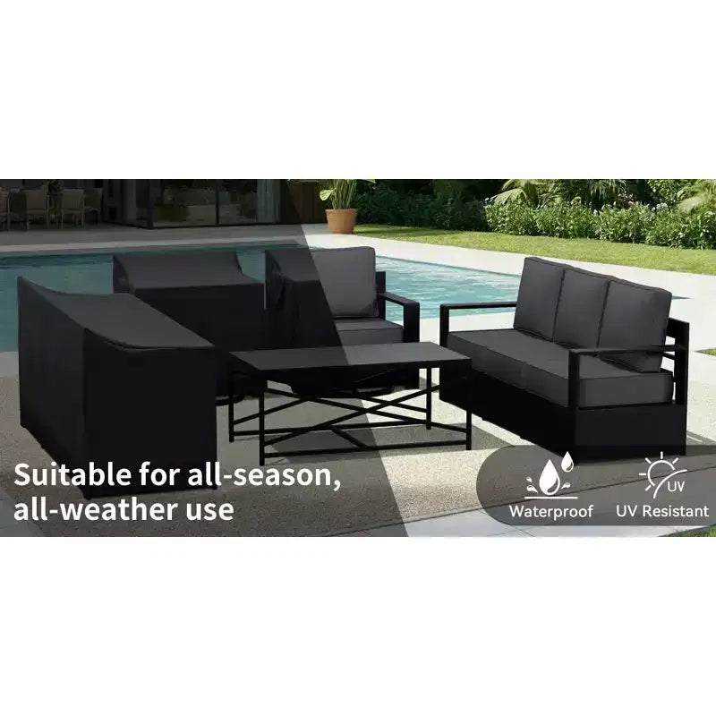 Conjunto de sofá para patio exterior UPTIOT con mecedoras y mesa de centro para relajarse durante todo el año
