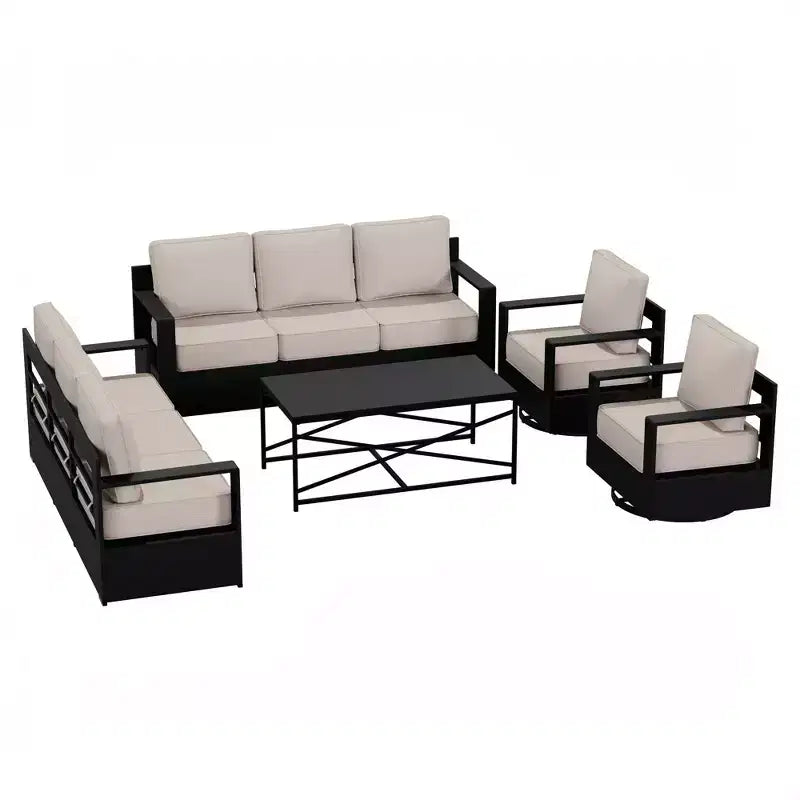 Conjunto de sofá para patio exterior UPTIOT con mecedoras y mesa de centro para relajarse durante todo el año
