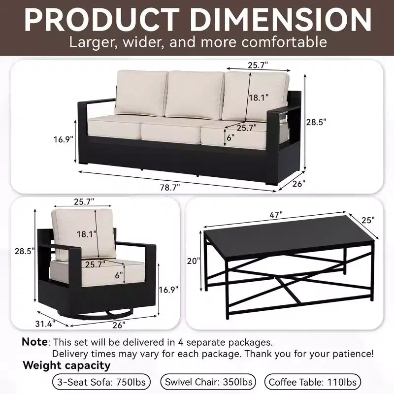 Conjunto de sofá para patio exterior UPTIOT con mecedoras y mesa de centro para relajarse durante todo el año