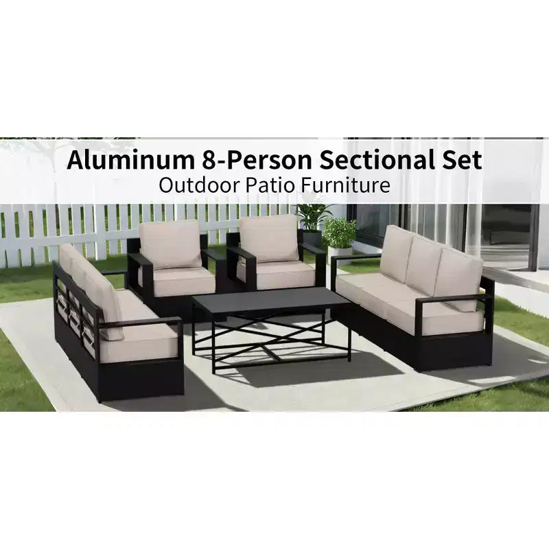 Conjunto de sofá para patio exterior UPTIOT con mecedoras y mesa de centro para relajarse durante todo el año