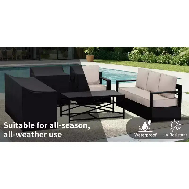 Conjunto de sofá para patio exterior UPTIOT con mecedoras y mesa de centro para relajarse durante todo el año