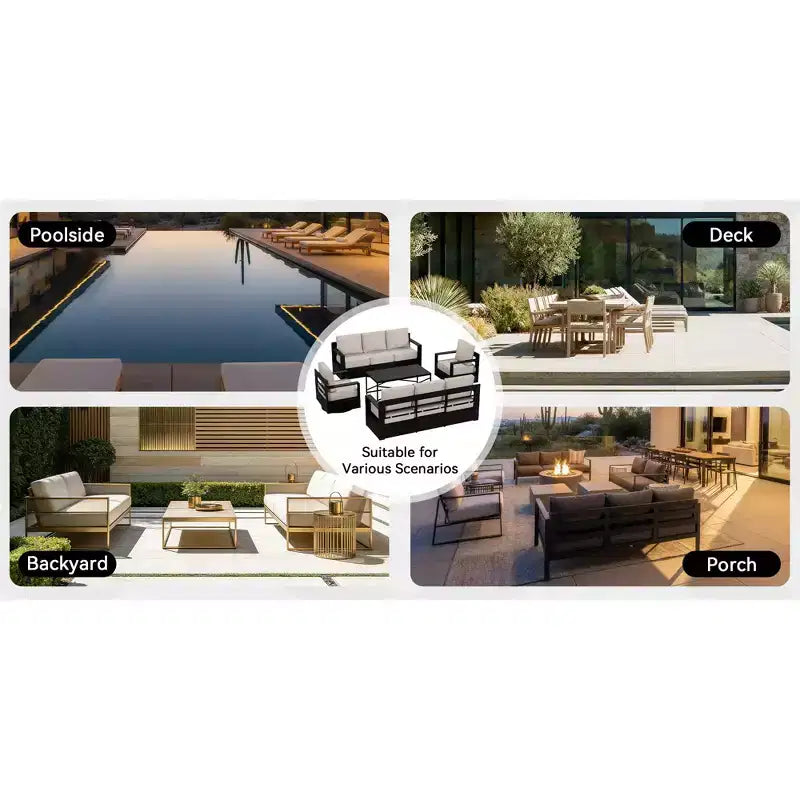 Conjunto de sofá para patio exterior UPTIOT con mecedoras y mesa de centro para relajarse durante todo el año