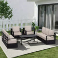 UPTIOT Outdoor Patio Sofa Set with Rocking Chairs and Coffee Table for All-Season Relaxation