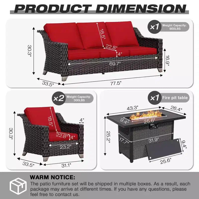 Conjunto de patio para exteriores UPTIOT con mesa brasero convertible y asientos