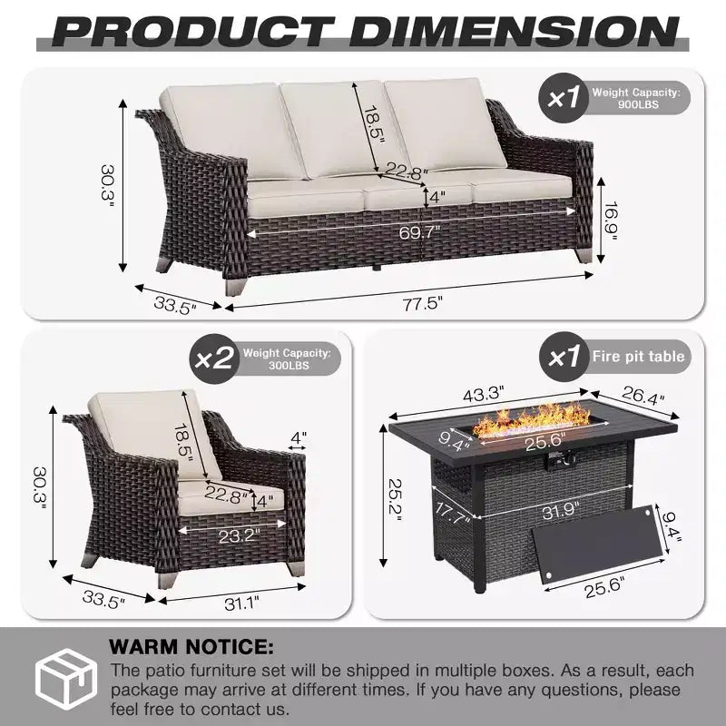 Conjunto de patio para exteriores UPTIOT con mesa brasero convertible y asientos