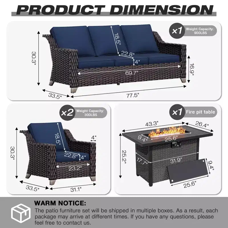 Conjunto de patio para exteriores UPTIOT con mesa brasero convertible y asientos