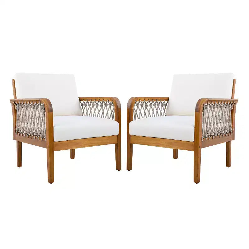 Conjunto de asientos exterior de 4 piezas Yuna Farmhouse de Christopher Knight Home, de madera de acacia, con mesa redonda de listones