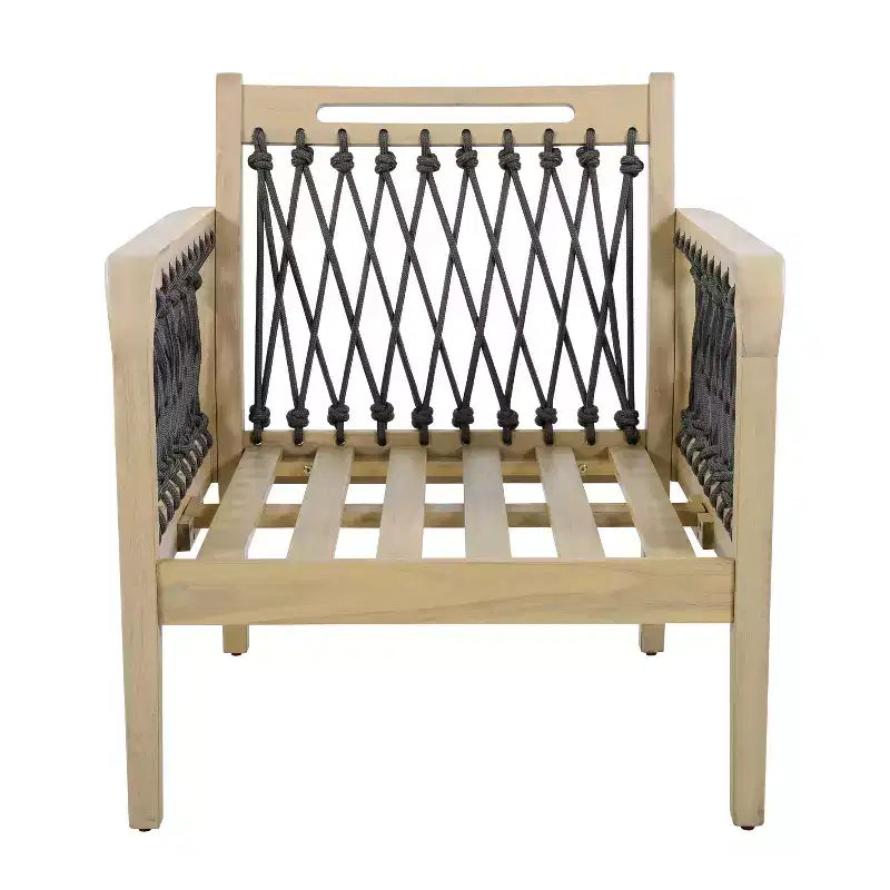 Conjunto de asientos exterior de 4 piezas Yuna Farmhouse de Christopher Knight Home, de madera de acacia, con mesa redonda de listones