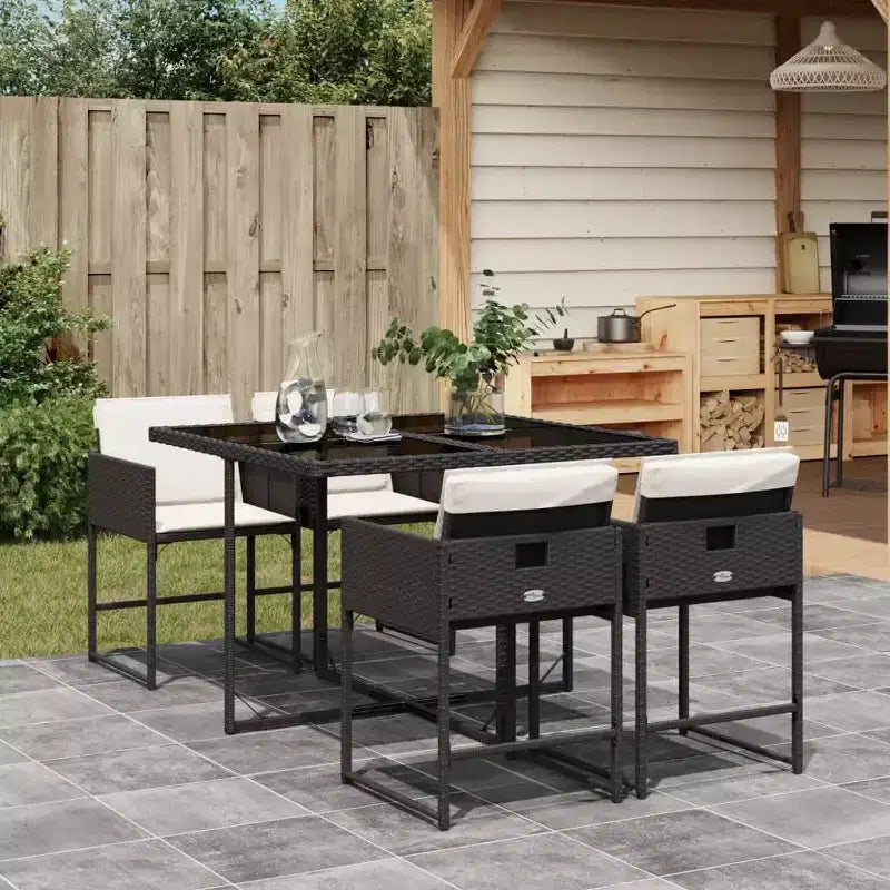 Juego de comedor de jardín vidaXL con cojines en varios colores y materiales