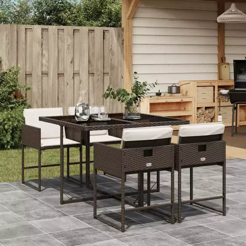 Juego de comedor de jardín vidaXL con cojines en varios colores y materiales