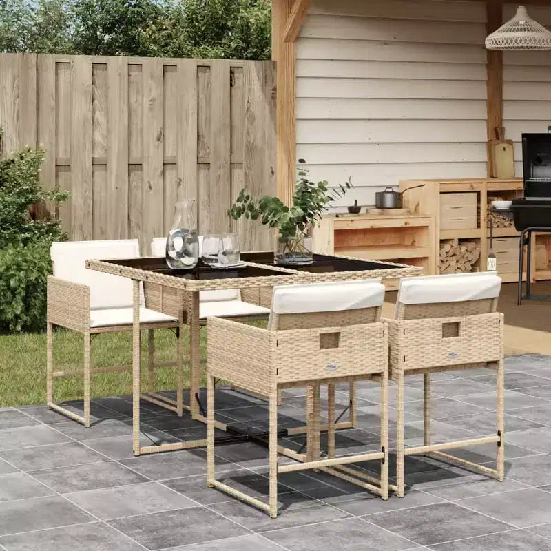 Juego de comedor de jardín vidaXL con cojines en varios colores y materiales