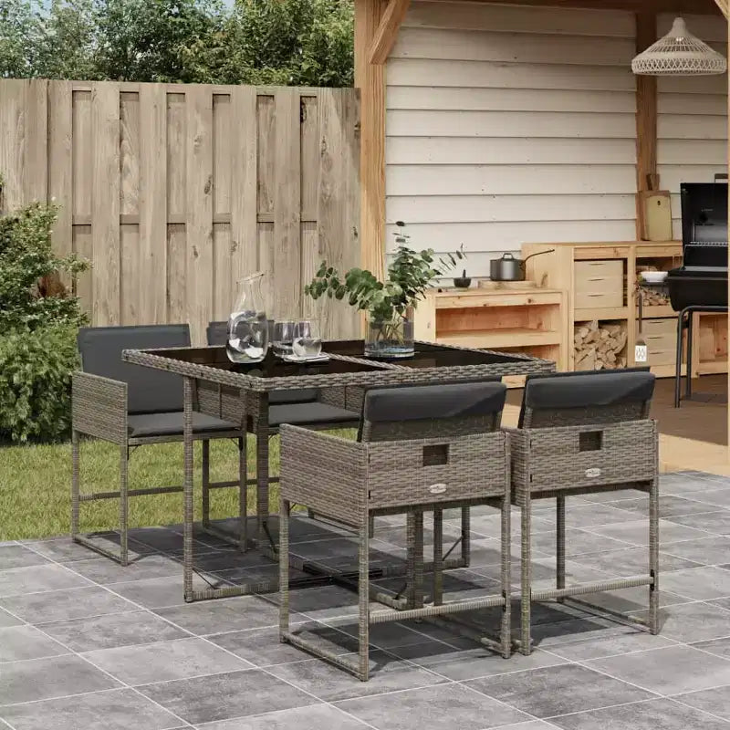 Juego de comedor de jardín vidaXL con cojines en varios colores y materiales