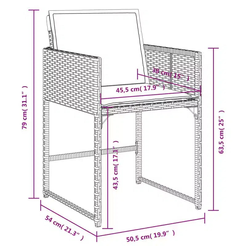 Juego de comedor de jardín vidaXL con cojines en varios colores y materiales