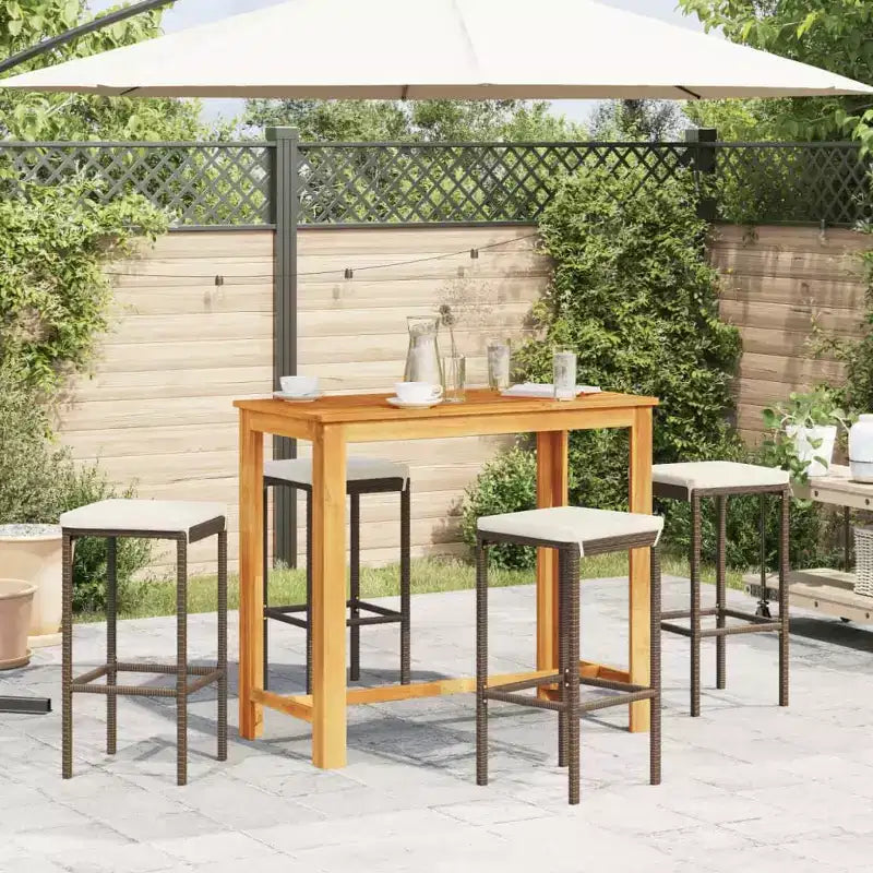 Conjunto de bar para jardín vidaXL de acacia maciza y ratán de polietileno