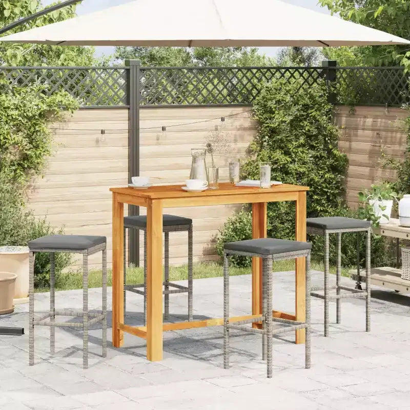Conjunto de bar para jardín vidaXL de acacia maciza y ratán de polietileno