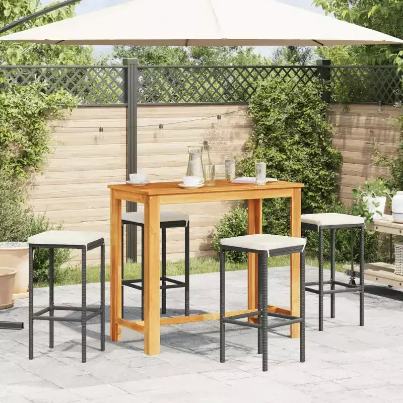 Conjunto de bar para jardín vidaXL de acacia maciza y ratán de polietileno
