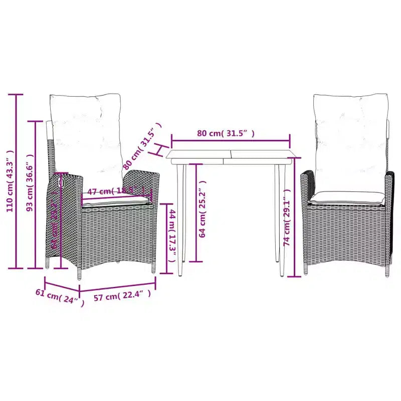 Conjunto de comedor moderno para jardín vidaXL con cojines