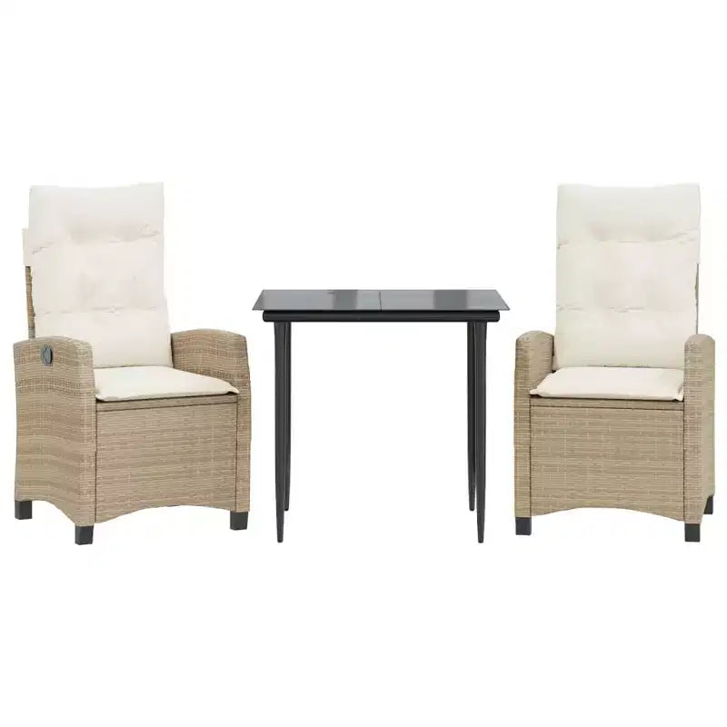 vidaXL Patio Dining Set with Cushions - Poly Rattan
