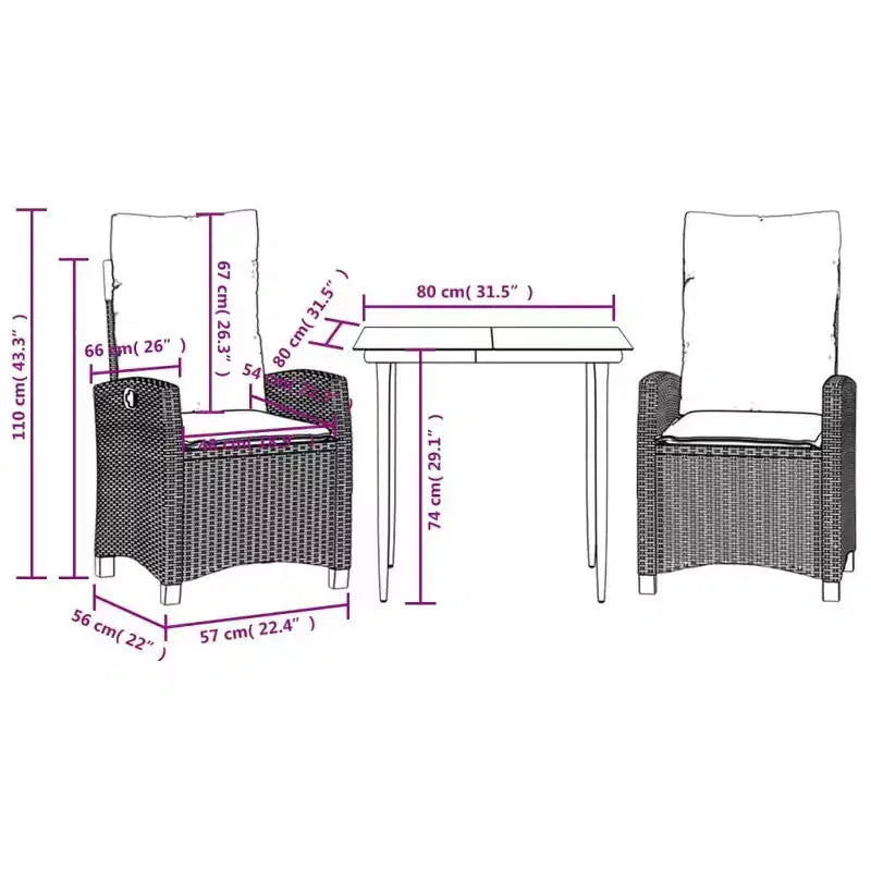 Conjunto de comedor de patio de moda vidaXL, poliratán