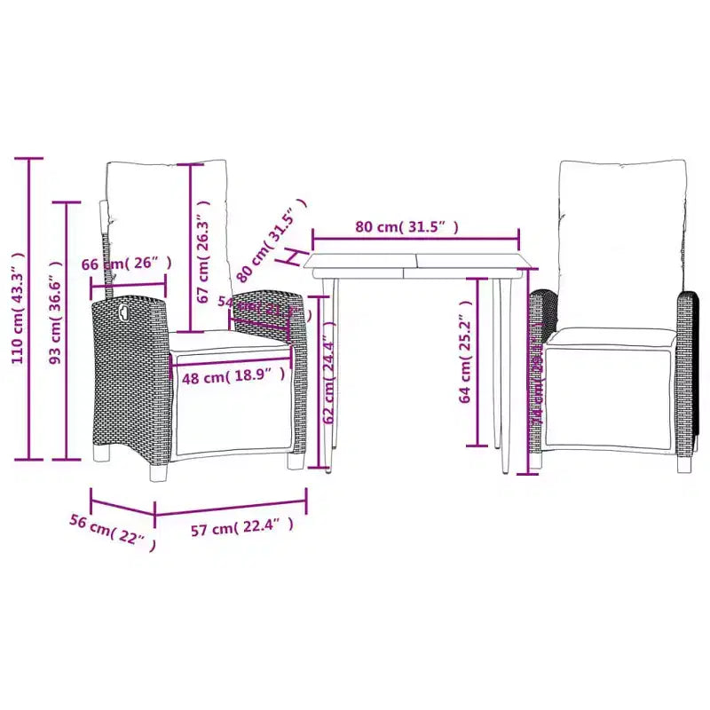 Conjunto de comedor para exteriores vidaXL con cojines y mesa rectangular