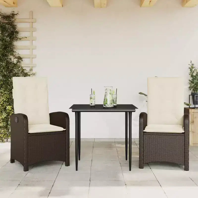 Conjunto de comedor de jardín moderno vidaXL con cojines de poliratán