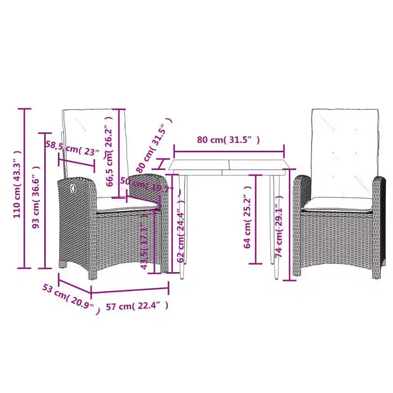 Conjunto de comedor de jardín moderno vidaXL con cojines de poliratán