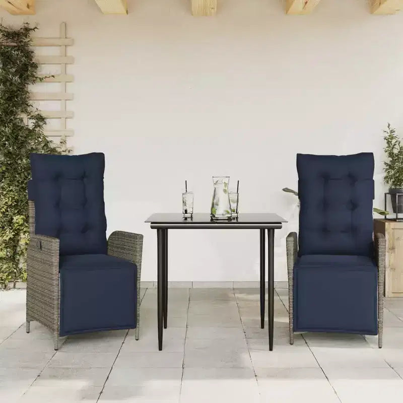 Conjunto de comedor para exteriores vidaXL con cojines de poliratán