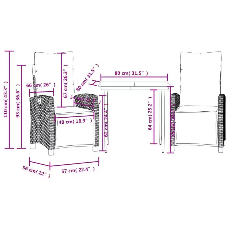 Conjunto de comedor para jardín vidaXL