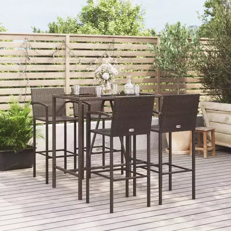 Conjunto de bar de jardín moderno vidaXL con ratán y vidrio