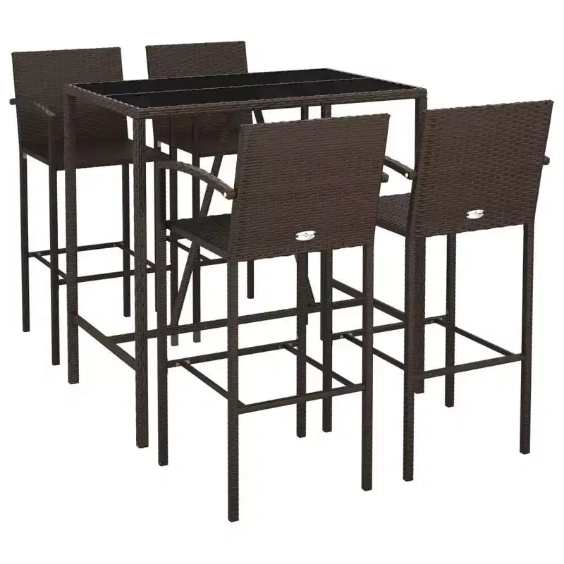 Conjunto de bar de jardín moderno vidaXL con ratán y vidrio