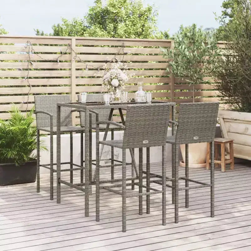 Conjunto de bar de jardín moderno vidaXL con ratán y vidrio