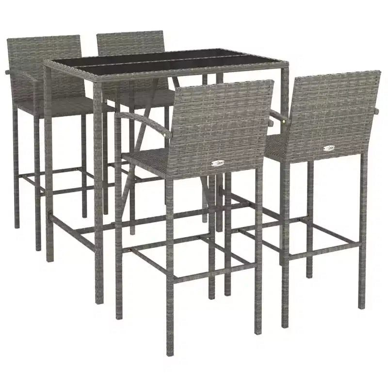 Conjunto de bar de jardín moderno vidaXL con ratán y vidrio