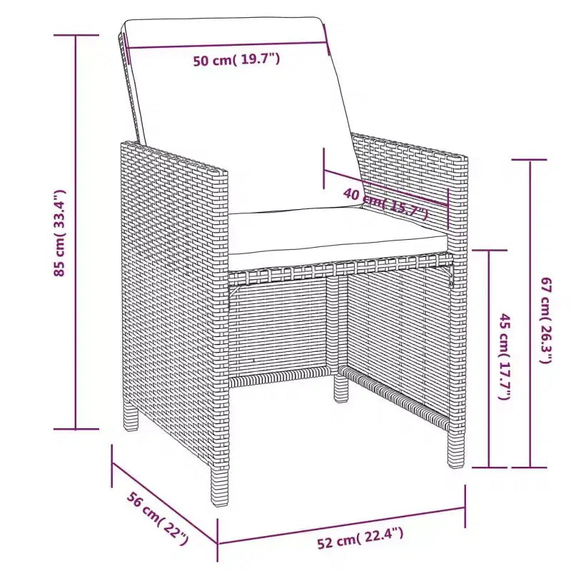 Conjunto de comedor para patio vidaXL, mesa y sillas de exterior de ratán sintético y madera de acacia