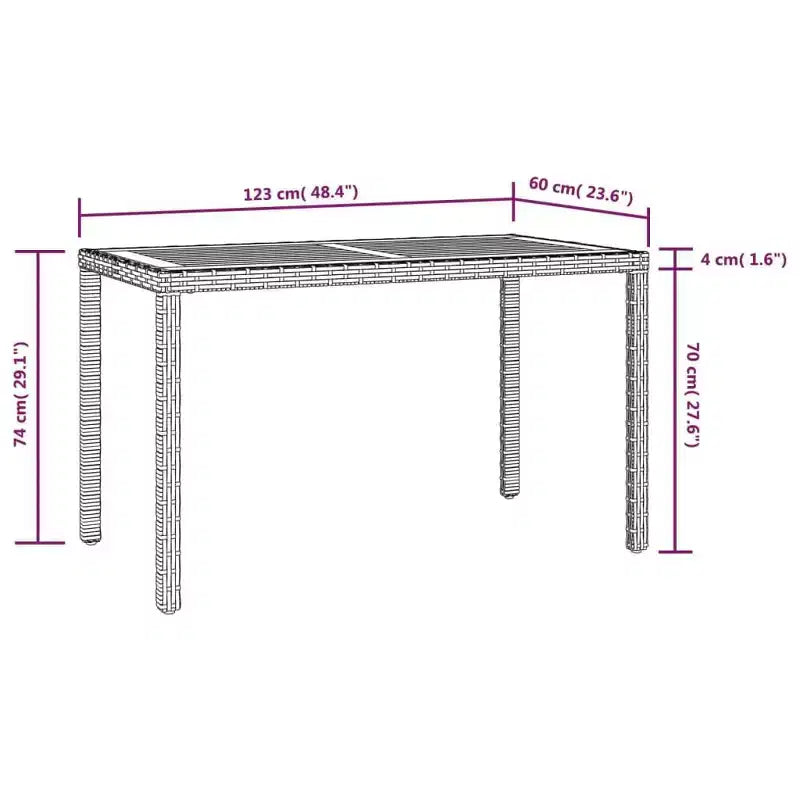 Conjunto de comedor para patio vidaXL, mesa y sillas de exterior de ratán sintético y madera de acacia
