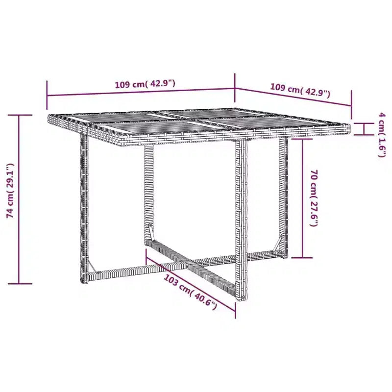 Conjunto de comedor para patio vidaXL, mesa y sillas de exterior de ratán sintético y madera de acacia
