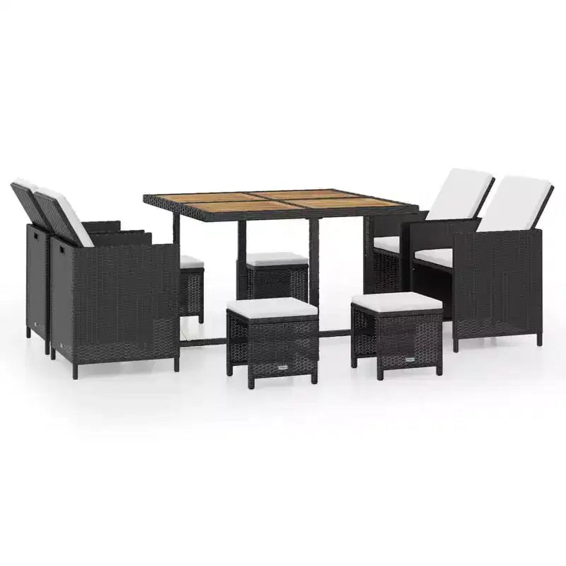 Conjunto de comedor para patio vidaXL, mesa y sillas de exterior de ratán sintético y madera de acacia