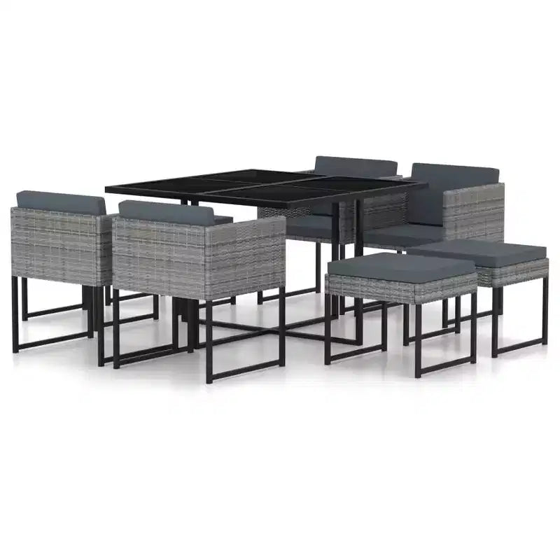 Ensemble repas de jardin vidaXL avec table et chaises d'extérieur en résine tressée